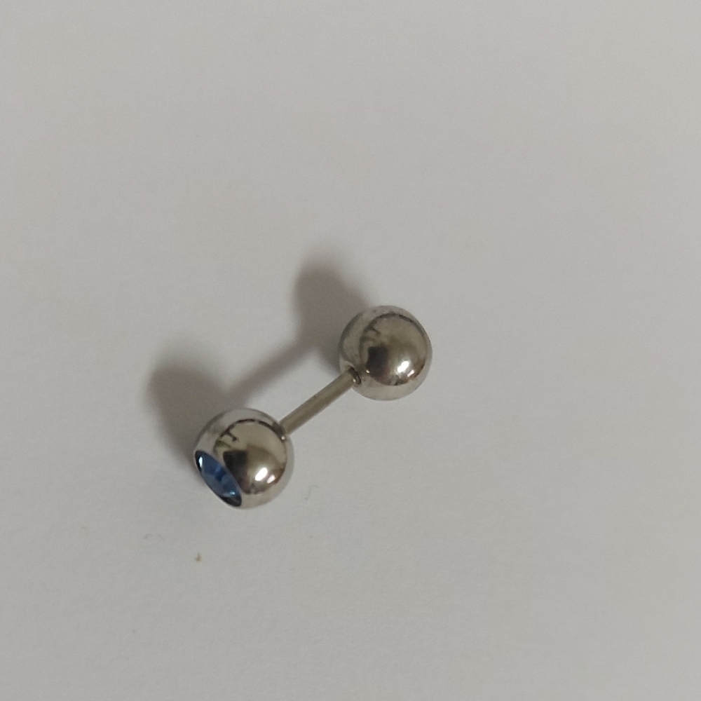 Silver and Blue Barbell Earring